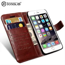 Кошелек кожаный чехол для iPhone 6 6S / 6 6S Plus ТОМKAS Марка люкс Чехлы для Apple iPhone 6 S Plus с гнездом для платы и подставки