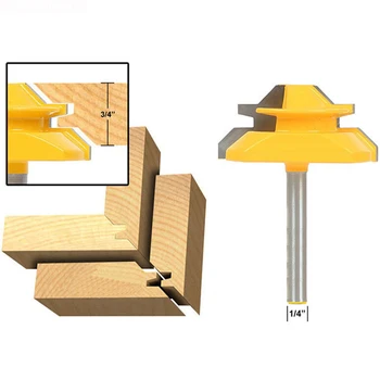 

45 Degree 1/4" Shank Tenon Cutter Woodwork Milling Cutters Woodworker Lock Miter Router Bit