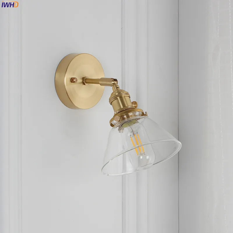 IWHD скандинавский медный настенный светильник в винтажном стиле для спальни рядом со стеклом современный светодиодный настенный светильник s светильники зеркальный светильник для ванной комнаты Wandlamp Edison