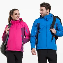 Модный уличный костюм для горного туризма, Женская водонепроницаемая куртка большого размера, лыжный костюм из двух частей, утепленная мужская куртка три в одном
