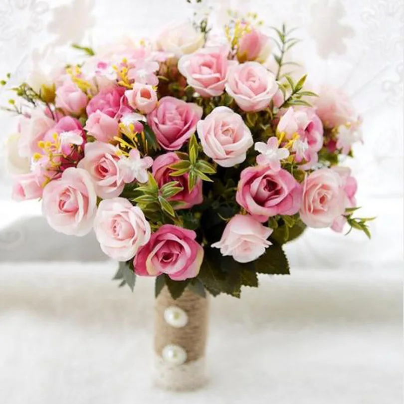 SexeMara Свадебный букет Европейский шезлонг розы, искусственные цветы, украшение дома, эмуляция, свадебный букет