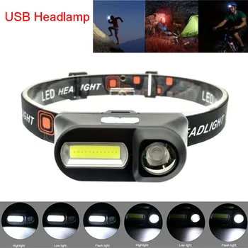 

USB Headlamp 2 LED COB XPE Light Frontal Flashlight Torches 18650 Rechargeable Headlight Fshing Head Lamp Flash Light Camping