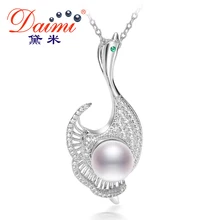 DAIMI Trendy 925 Sterling Silver Pendant necklaces Statement Pearl Jewelry For Women Engagement Romantic Simple Style