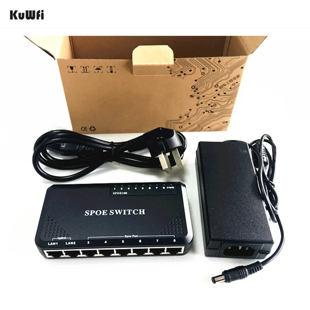 

8 Ports Network Switch 10/100Mbps 90W POE Switch Power Ethernet For IP Camera Network Switch Phone Devices Wirelss AP Setting
