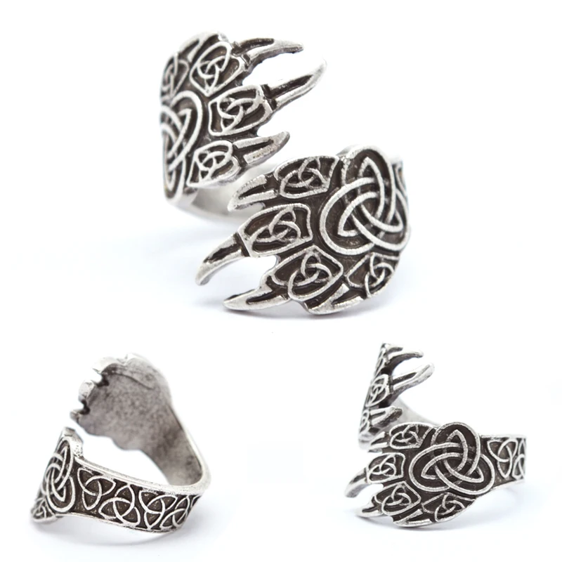 

1pcs Celtics Wolf Paw Ring For Men Women Norse Vikings Rings Adjustable Bear Wolf Rings Viking Jewelry RG18