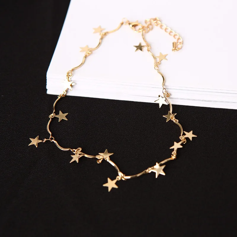 Южная Корея Bijoux тонкая простая звезда цепь ключицы Короткая секция волна ожерелье от производителя массивное ожерелье