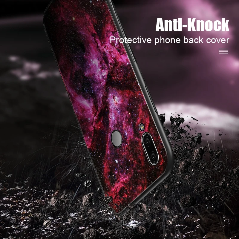 Hisomone Glass Silicone Case For Huawei P20 Lite P Smart Luxury Space Back Cover Case For Huawei Honor 9 Lite 10 Mate 20 Lite