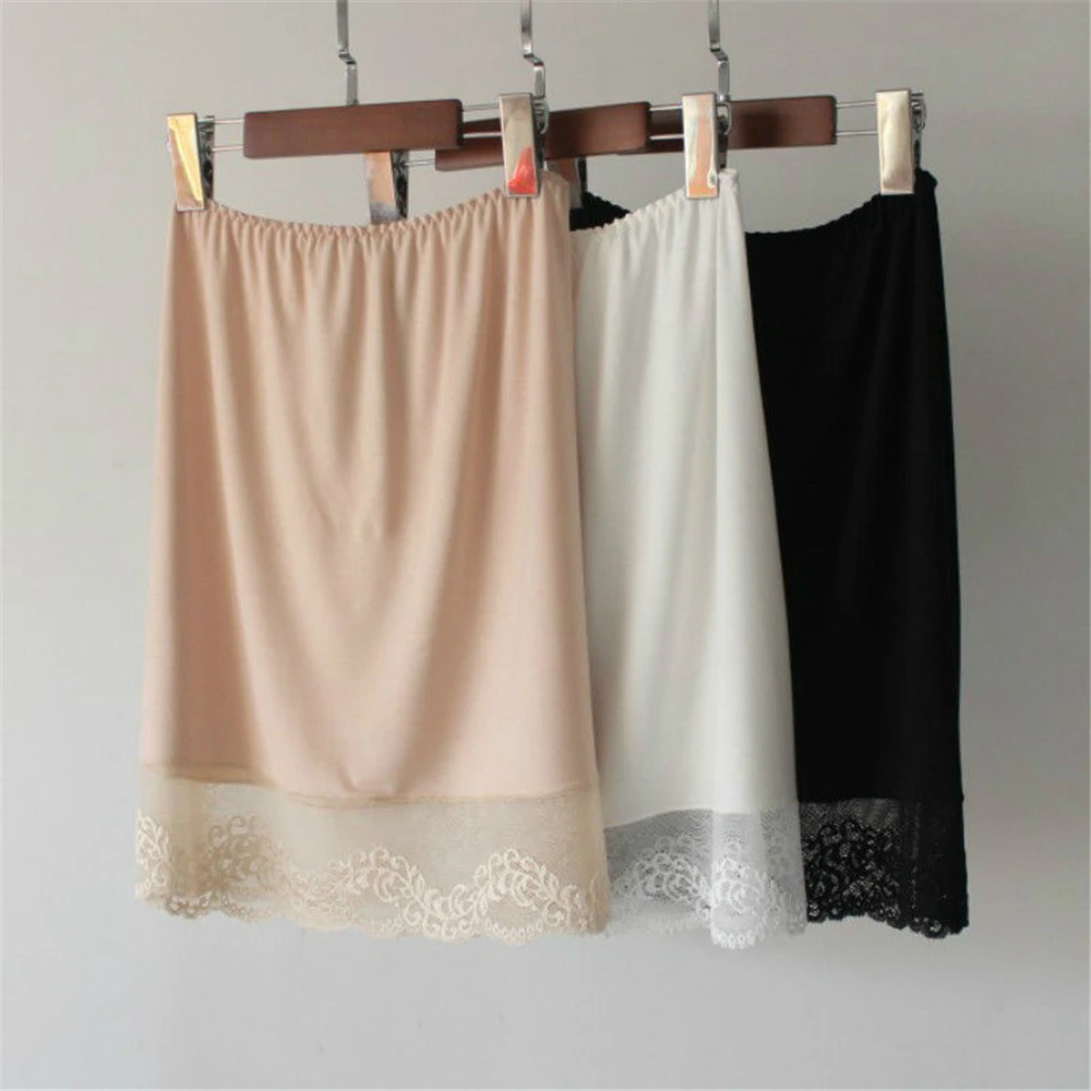Women Modal Lace Half Slips Underskirt Elastic Waist Petticoat Safety Skirt Sexy Lingerie Intimates 42cm White Nude New 038-A363 Women Modal Lace Half Slips Underskirt Elastic Waist Petticoat Safety Skirt Sexy Lingerie Intimates 42cm White Nude New 038-A363
