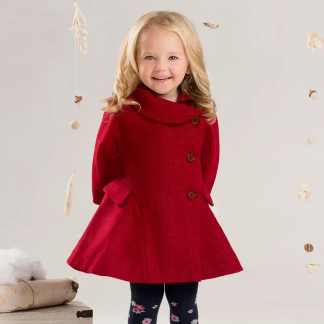 2017Autumn Winter 33%Wool Red Christmas Coat child kids baby girl wool ...