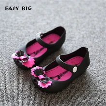 FÁCIL GRANDE Primavera Verão Respirável PVC Sandálias Meninas Bonito Estilo Bowknot Meninas Geléia Sapatos Casuais CS0006