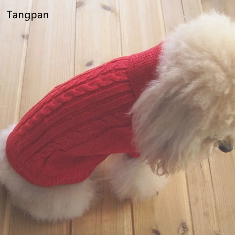 Tangpan теплая шерсть Blend Turtleneck классический соломенная-веревка собака свитер Щенок Одежда