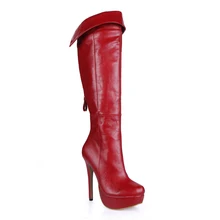 Sexy Party Stiletto High Heel Platform Women Knee-High Boots Stivali al Ginocchio Donna Tacco Alto a Spillo da Sera YJ3463BT-e1 pelle di serpente donna stivali nuova moda punta a punta tacchi alti sopra gli stivali al ginocchio sexy serpente pompe della
