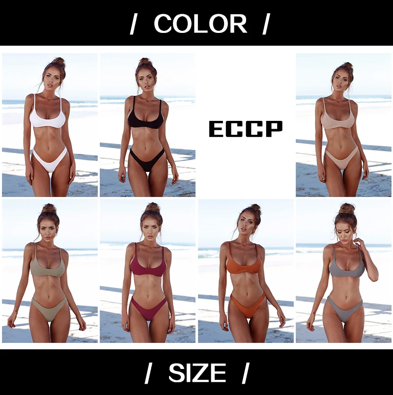 2018 New Summer Women Solid Bikini Set Push-up UnPadded Bra Swimsuit Swimwear Triangle Bather Suit Swimming Suit biquini (1)