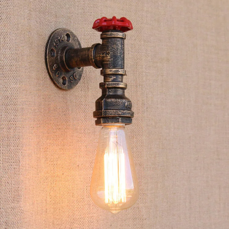 

Iron Water Pipe RH Loft Style Wall Lamp Industrial Vintage Wall Sconce Bedside Light Fixtures For Home Lighting Cafe Living Room