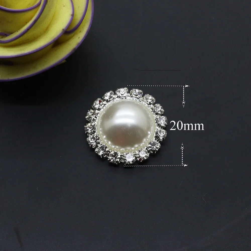 Hot Sale 10pcs no scratch White Pearl Rhinestone Button Flatback Invitation decoration Flower Center Craft Supplies For Optional 5