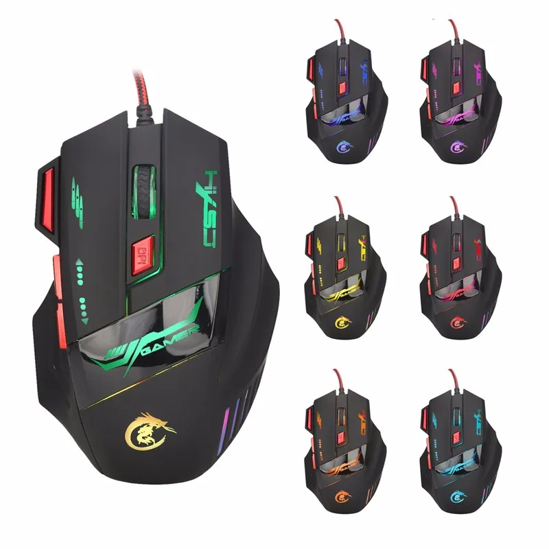 

Computer Accessories 7 Keys LED Optical USB Wired Gaming Mouse Mice For Gamer Laptop 5500DPI H100 New