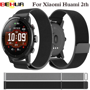 

Band For Huami Amazfit 2th Stratos pace watch Strap Magnetic Stainless Steel smartwatch heart rate monitor wristband 22mm Band