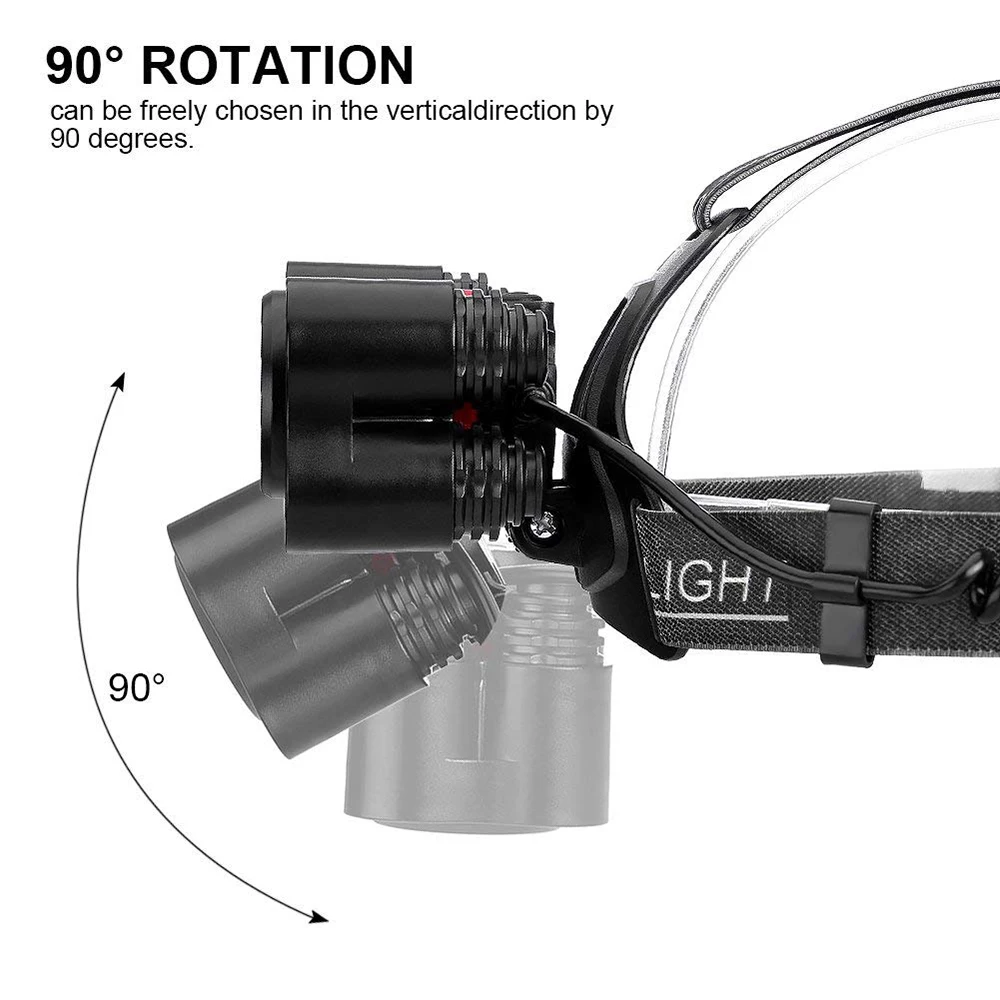 USB Перезаряжаемый светодиодный налобный фонарь Водонепроницаемый налобный фонарь 4 режима освещения фонарик T6 лампа шарик для рыбалки кемпинга с 18650