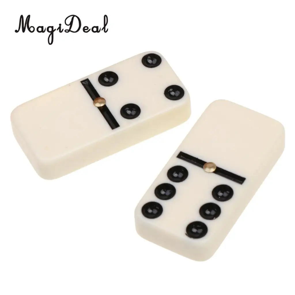 MagiDeal 1Set Double Six Dominoes Traditional Board Travel Game Puzzle Toy Bamboo Box for Kids Adult Party Club Classic Gifts