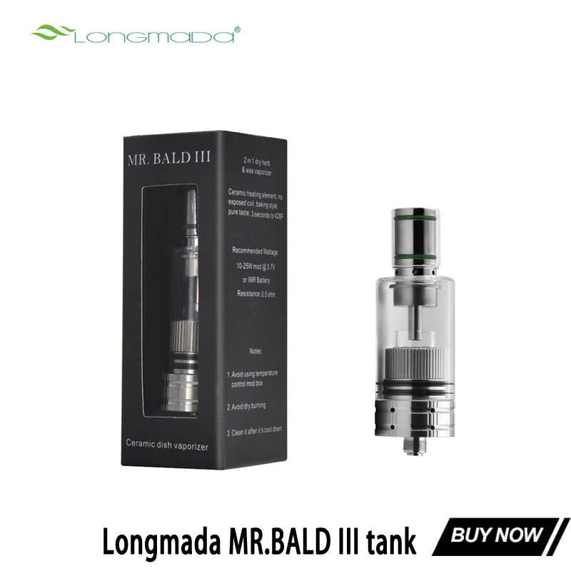 Longmada Mr bald iii III 510 атомайзер бак для воска сухой травы Vape ручка керамическая нагревательная катушка камера для мех мод