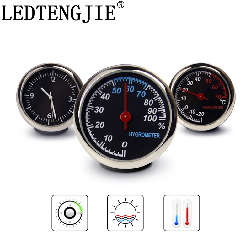 

LEDTENGJIE Car Ornament Digital Clock Auto Watch Car Thermometer Hygrometer Decoration Ornament Clock In Car Accessories
