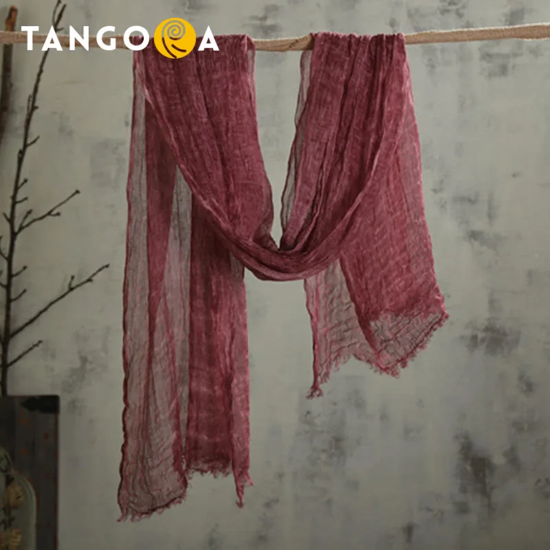 

100%Linen Solid Crinkled Men/Women Scarves Woman Scarf Pashmina Shawls Wraps Hijabs 210x75cm V24