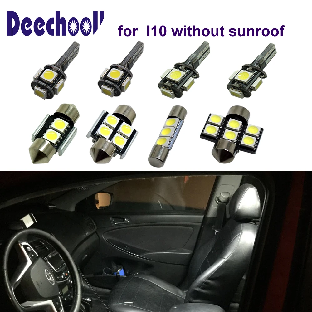 Us 11 55 23 Off Deechooll 4pcs Car Led Lights For Hyundai I10 Without Sunroof 08 13 White Interior Light Bulbs Map Trunk License Plate Lights In
