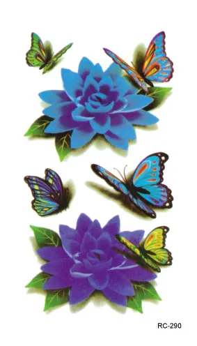 072 Rc2290 étanche Temporaire Tatouage Autocollants Papillon Fleurs Design Faux Tatouage Poignet Nu Pieds Transfert De Leau De Tatouage Stickers