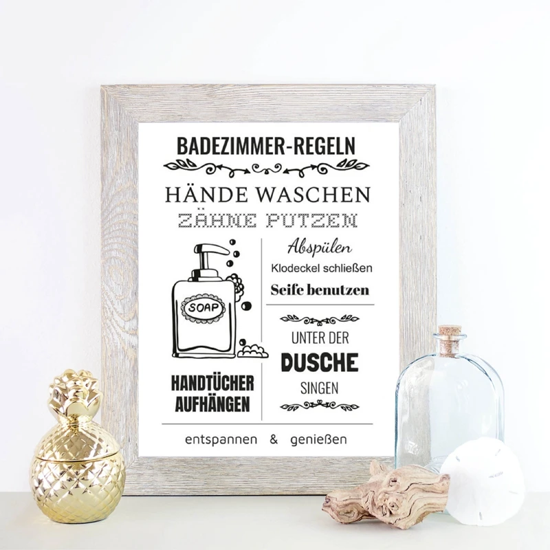 Bathroom rules Canvas Art Poster Home Decor