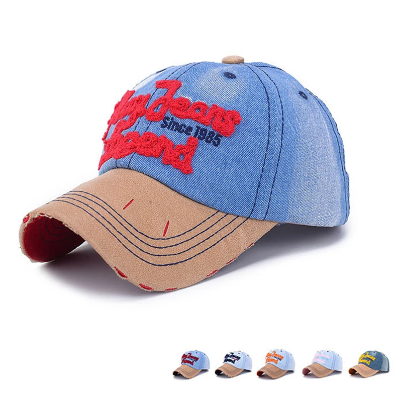 Primavera Verano Gorra de béisbol Mens Snapback viejo vaquero sombreros moda bordado cartas sombrero de béisbol de las mujeres Gorra de Baseball