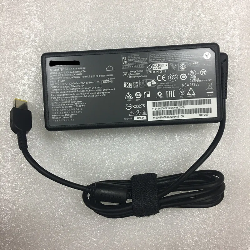 

New Original 20V 6.75A 135W USB For Lenovo Y50c Y50p Y700-14ISK ADL135NLC3A 45N0367 PA-1131-72 45N0368 45N0502