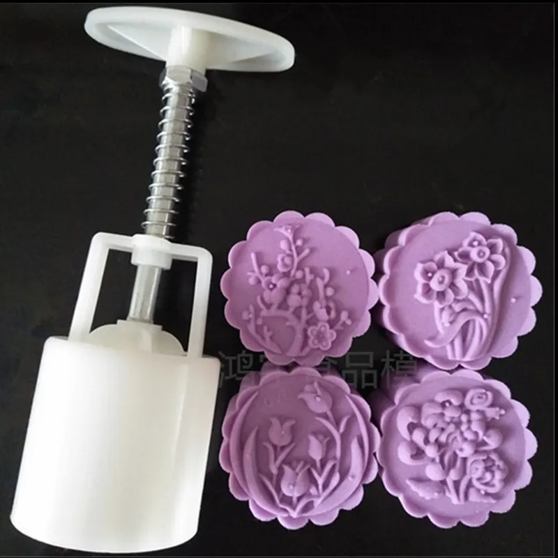 

New Models 3D Flower Cake Mould Hand Press Mooncake Mold DIY Kitchen Bakeware Supplies Round Baking Tools For Cakes