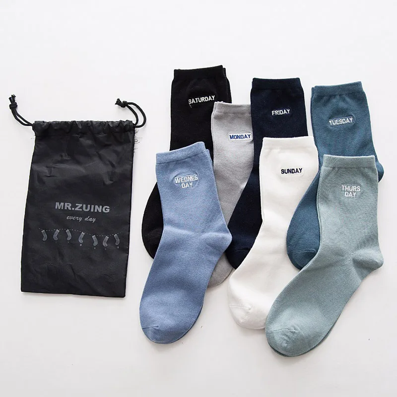 Новые мужские носки Socks7 хлопковые длинные осенние с буквенным принтом новый