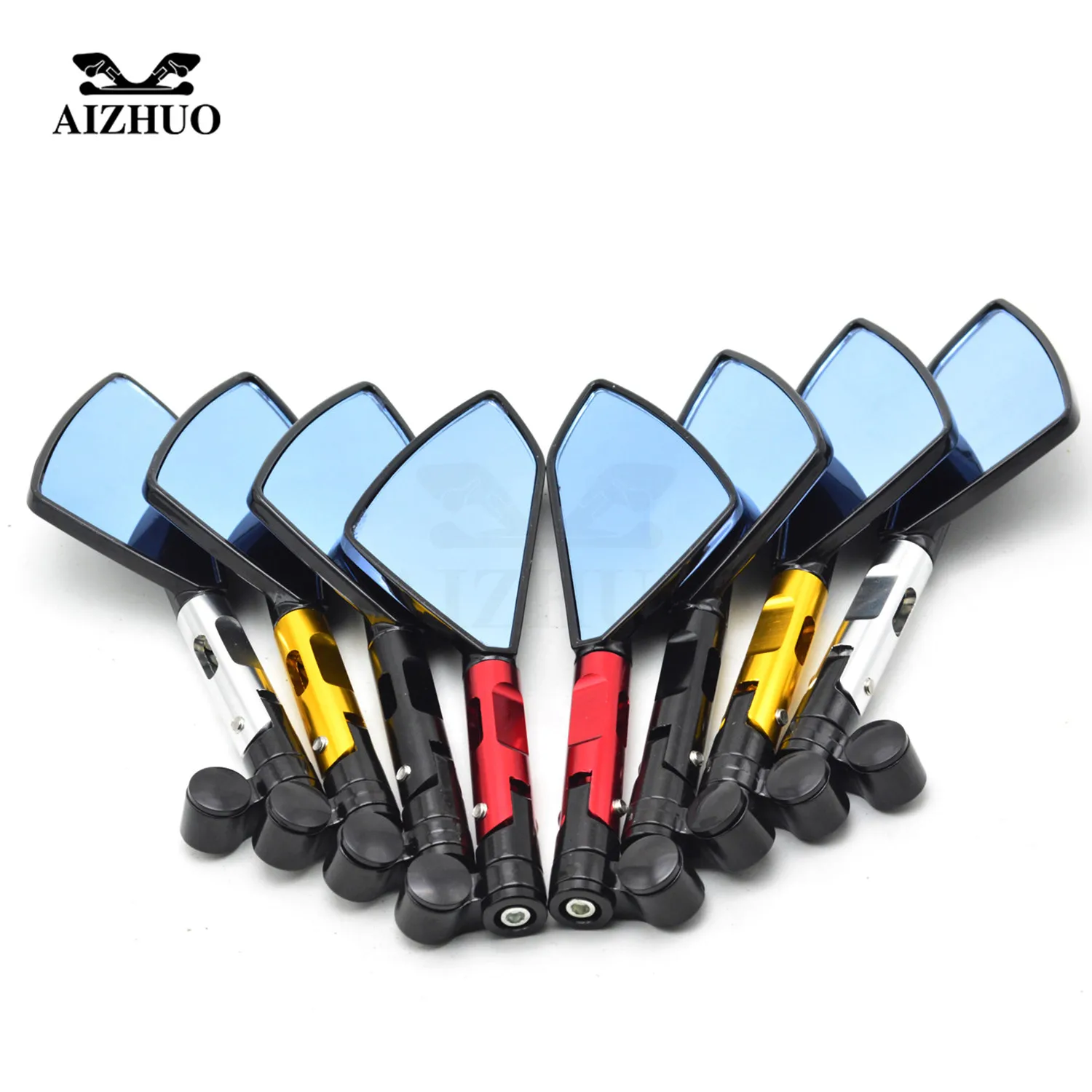 Universal CNC Motorcycle Rearview Mirrors Blue Glass Rear View Side Mirror for HONDA KAWASAKI YAMAHA KTM DUCATI BMW SUZUKI