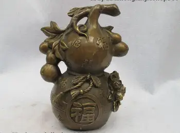 

Chinese Folk Classical Copper Bronze Feng shui Flower Blessing Fu Gourd Statu