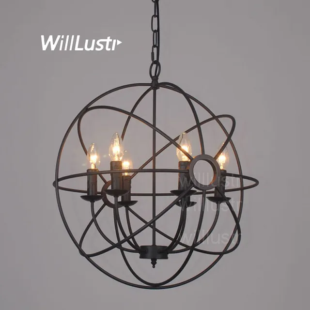 Rh Vintage Pendant Lamp Foucault S Iron Orb Chandelier Rustic Rh Vintage Pendant Lamp Foucault S Iron Orb Chandelier Rustic Loft Light Industry Country Gyro Diameter