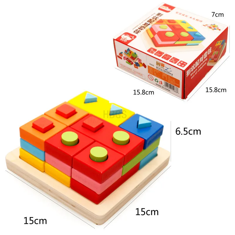 Монтессори обучающая деревянная игрушка в форме подходящих пазлов детская интеллектуальная креативная игра