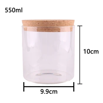 

550ml Kitchen Food Candy Nuts Transparent Glass Storage Bottle Terrarium Can Jar with Cork Stopper