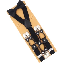 JIERKU подтяжки набор мужские подтяжки с галстуком-бабочкой 6 зажимов на подтяжках Tirante модные брюки ремень подарок для мужчин 2,5*120 см