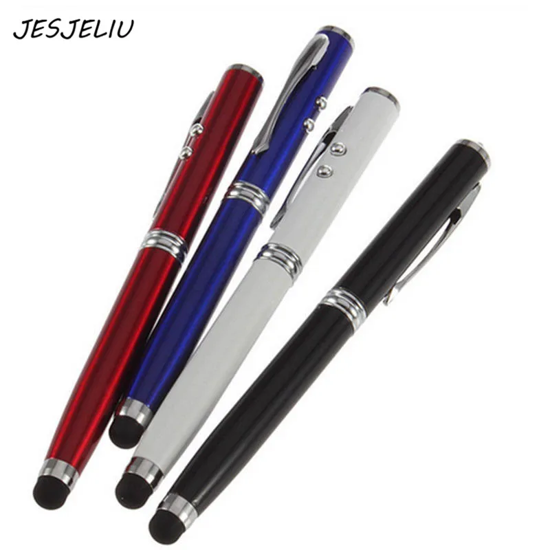 New 4 in 1 LED Laser Pointer Torch Touch Screen Stylus Ball Pen for
