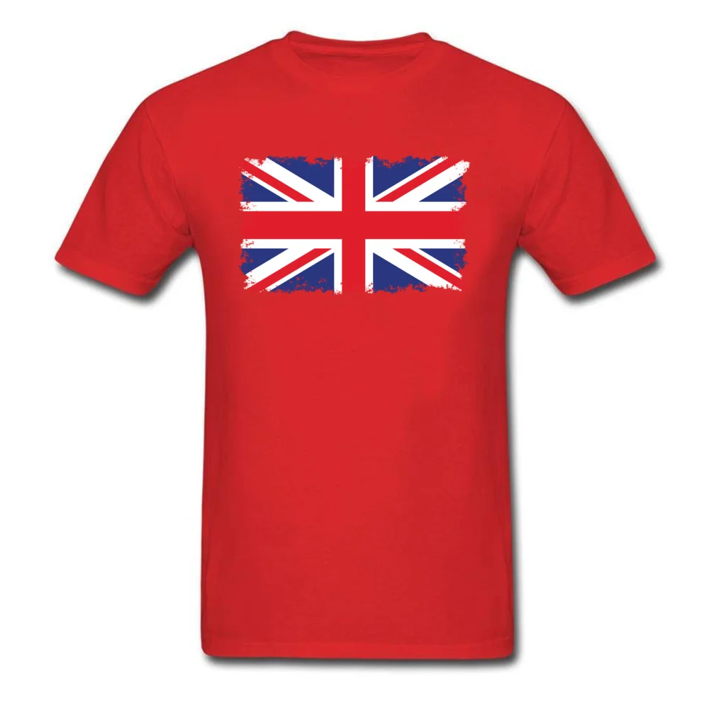 Crewneck British flag with distressed edges All Cotton Men's T Shirts Printed Tops Tees 2018 Popular Tee Shirt Short Sleeve British flag with distressed edges red