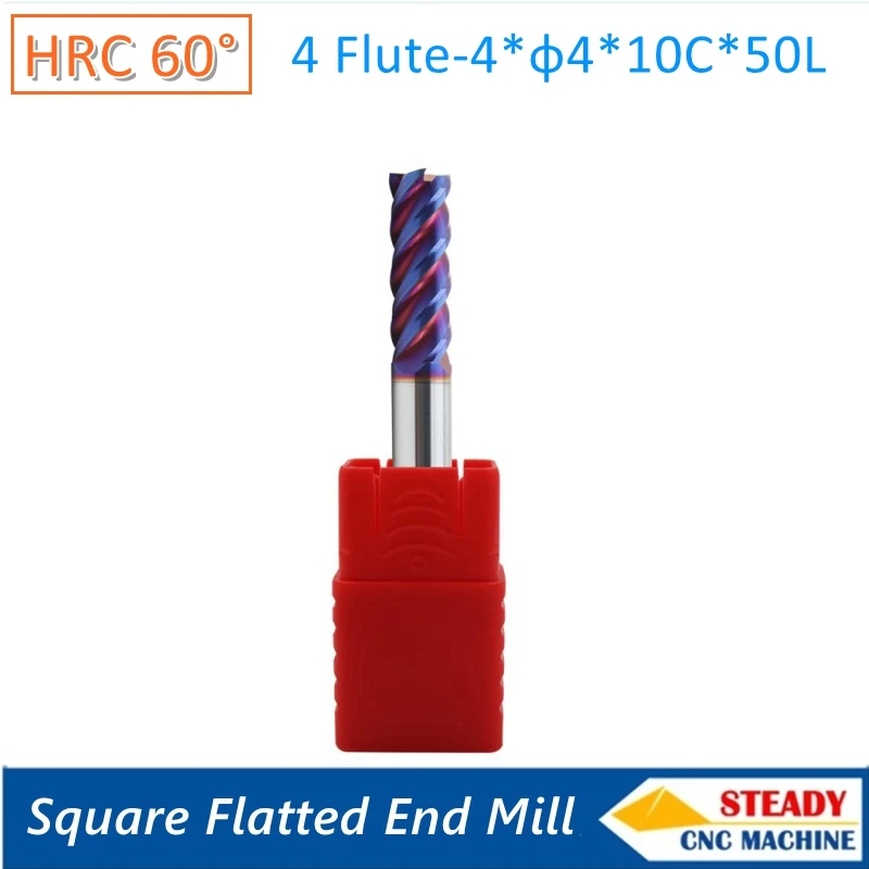 

HRC60 4 flute square flatted end mill milling cutter for cutting steel
