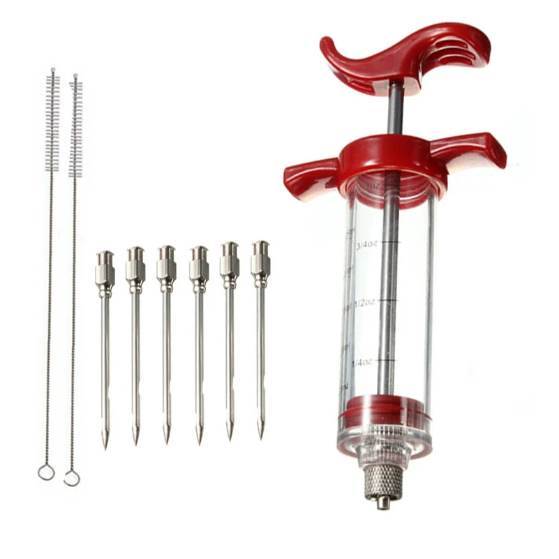 

3 Needles 30ML kitchen syringes Stainless steel needles injector of meat kitchen tool meat pounder Poultry Turkey Meat Injectors
