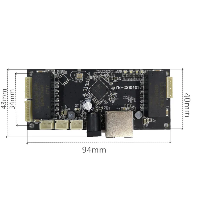 Промышленный Ethernet коммутатор модуль 10/100/1000 Мбит/с 4 порта PCBA плата OEM Авто
