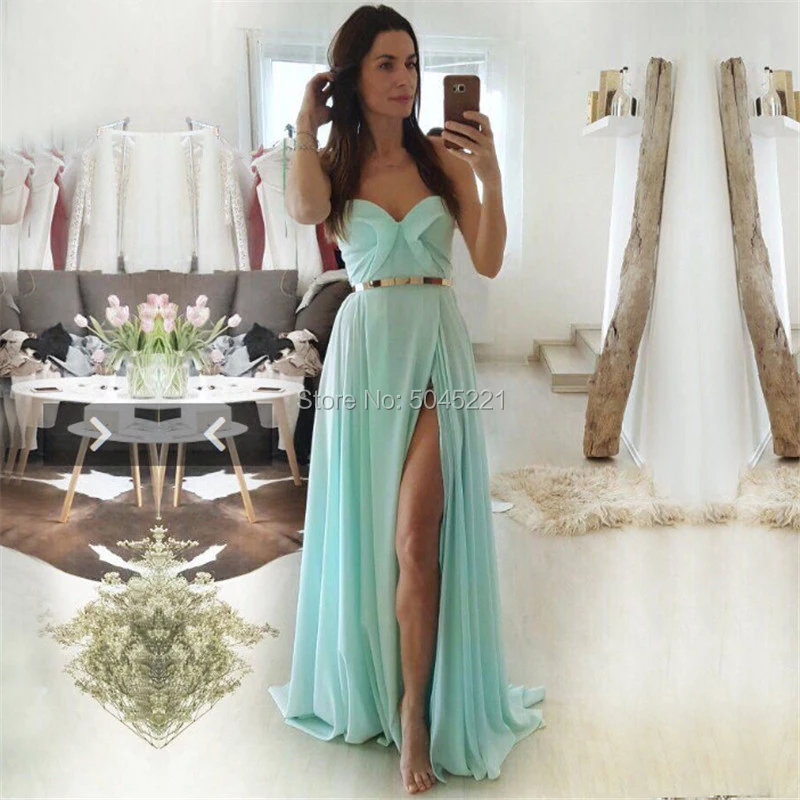 

2019 New Mint A Line Evening Dresses Middle East Islamic Chiffon Prom Party Gown Custom Formal Dress Robe De Soiree Dubai Arabic
