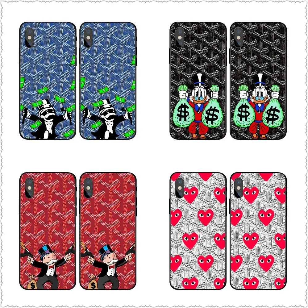 Street Fashion Brand Warrior Monopoly Dollar Mr Mobbin Case For iphone X 7 8 Black silicone case For Samsungs7 s8 s9 Goya Case