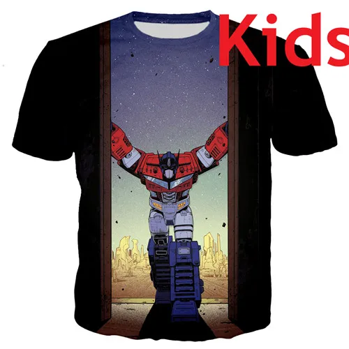 PLstar Cosmos/одинаковые комплекты для семьи; футболки для мальчиков с 3D принтом в виде робота; Детские футболки с изображением автоботов; детский летний короткий топ - Цвет: kids t shirt