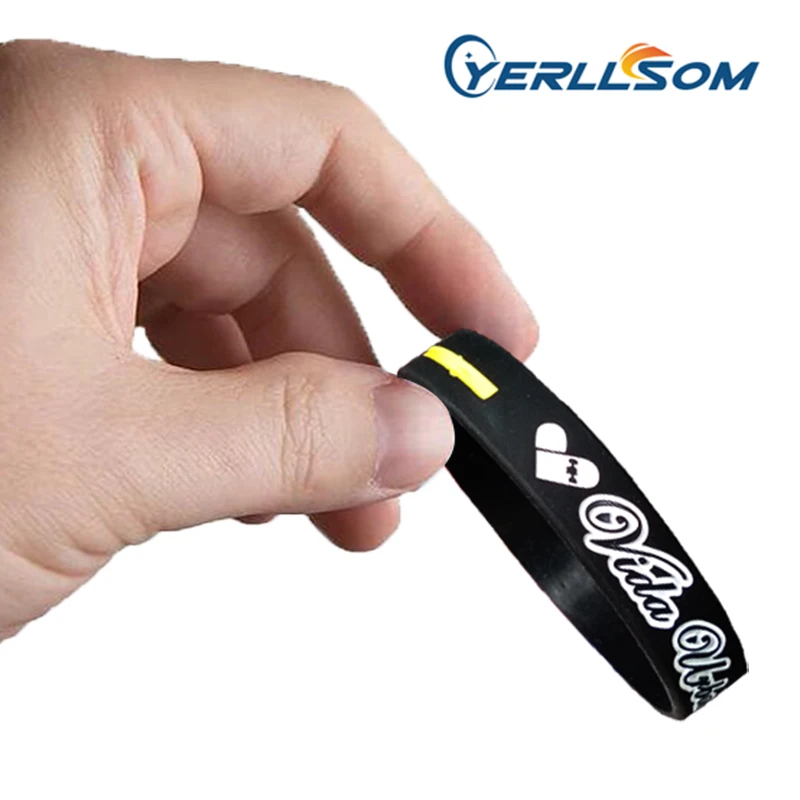 

YERLLSOM 100pcs/Lot High Quality Customized Personal Printed 2 Colors logo Bracelets silicone for events P041806
