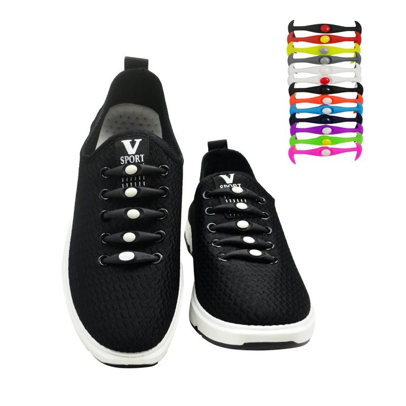 SENTCHARM 12pcs/lot Unisex Elastic Silicone Shoe Laces For All Sneakers Creative Design No Tie Shoelaces Wholesale L006