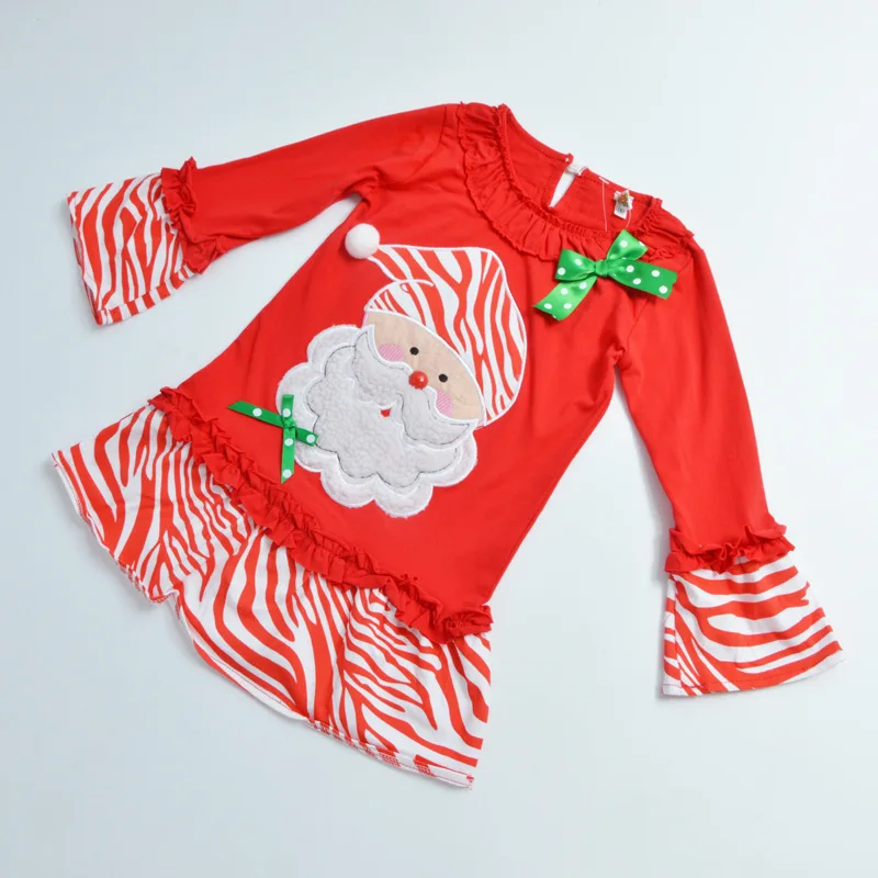 Комплект одежды для девочек, милая детская Рождественская футболка с длинными рукавами и рисунком Санта-Клауса, леггинсы, осенняя одежда